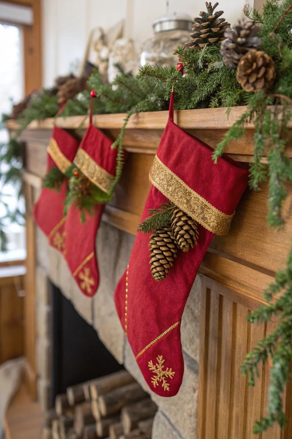 Natural accents bring an eco-friendly and organic touch to your stockings.