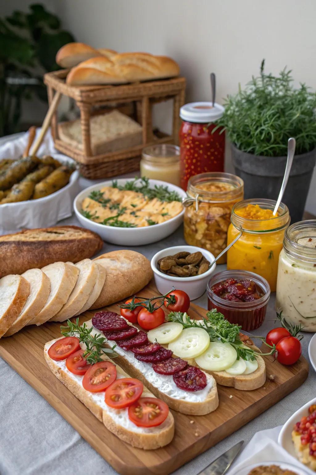 A DIY sandwich station for creative and personalized bites.