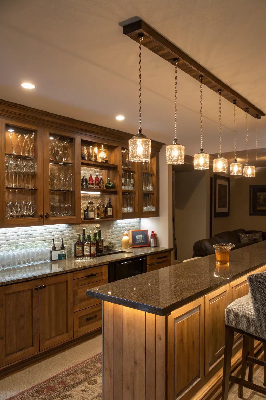 Transform your bar's atmosphere with creative lighting.