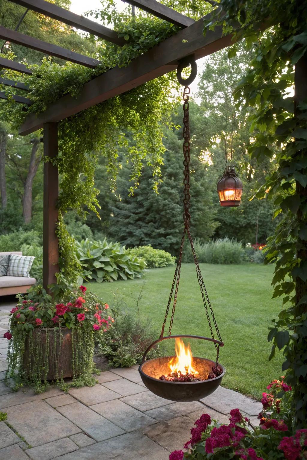 Hanging fire pits provide a whimsical and modern take on outdoor fires.