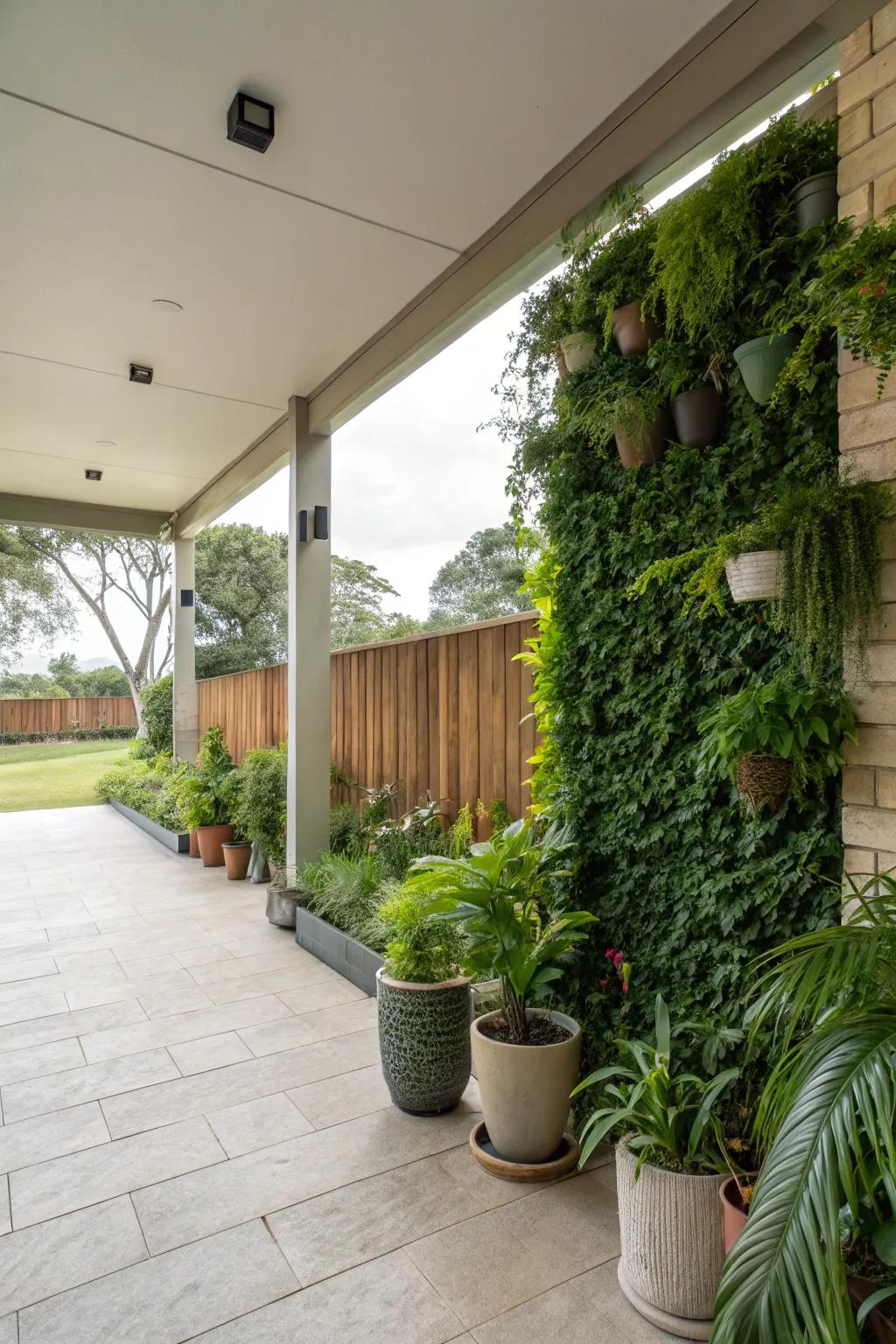 Integrate greenery for a natural patio ambiance.