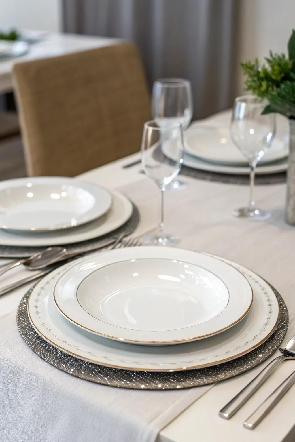 Understated elegance with simple charger plates.