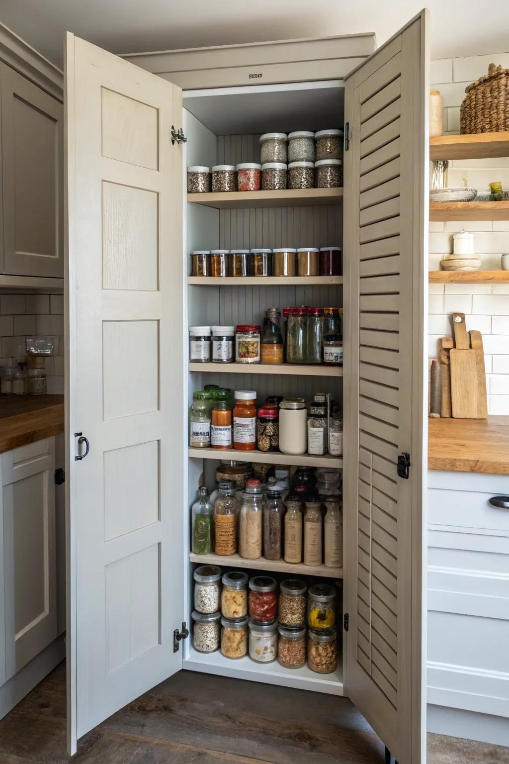 Accordion doors provide compact solutions for small areas.