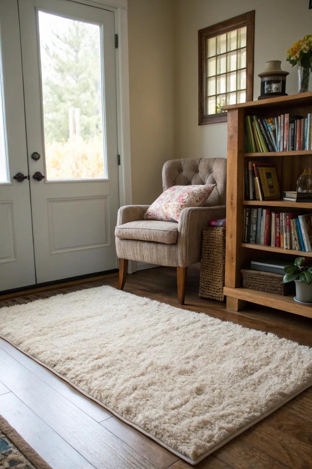 A plush rug creates a cozy, inviting nook in your entryway.