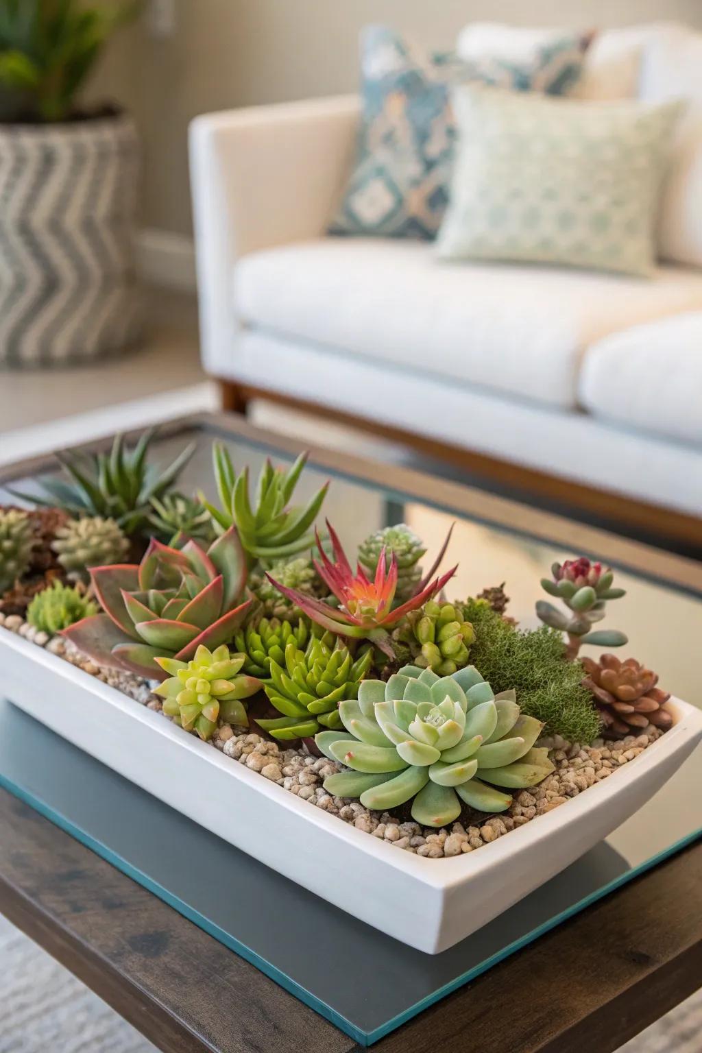 Succulents showcased in a creative and elegant manner.