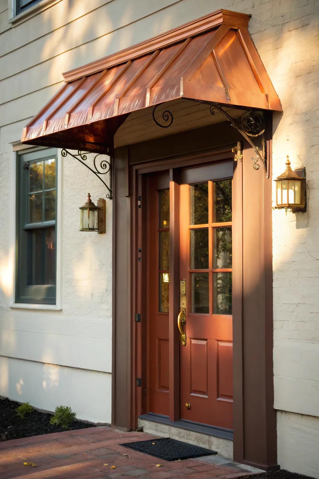 Copper awnings offer timeless luxury.