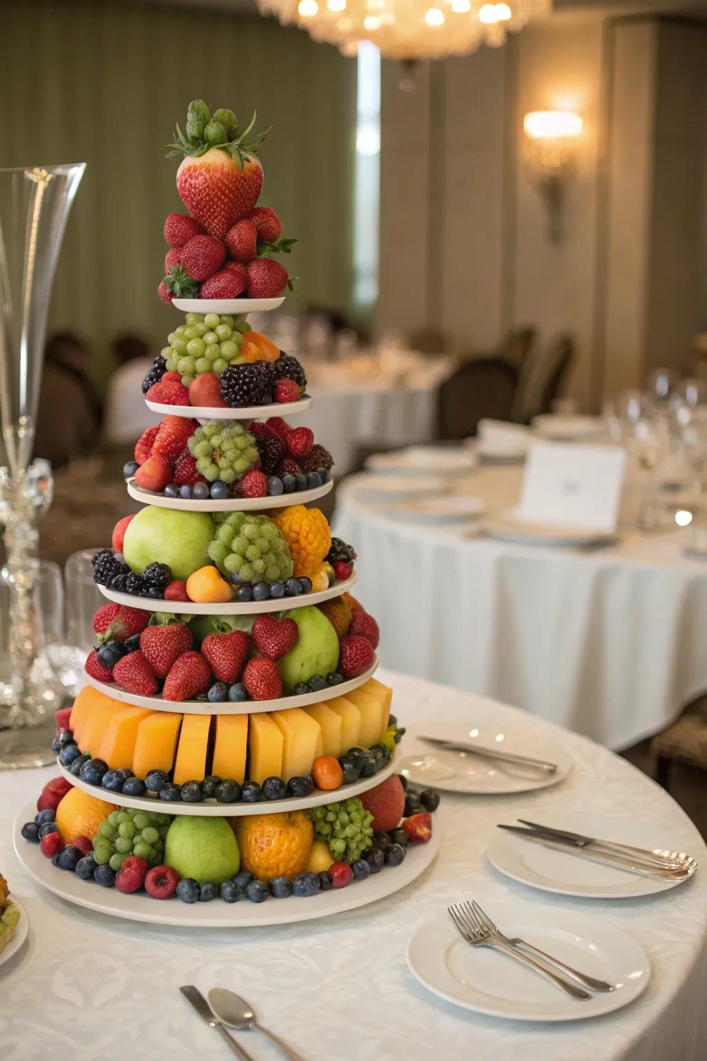 Fruit towers bring an element of elegance and height to the table.