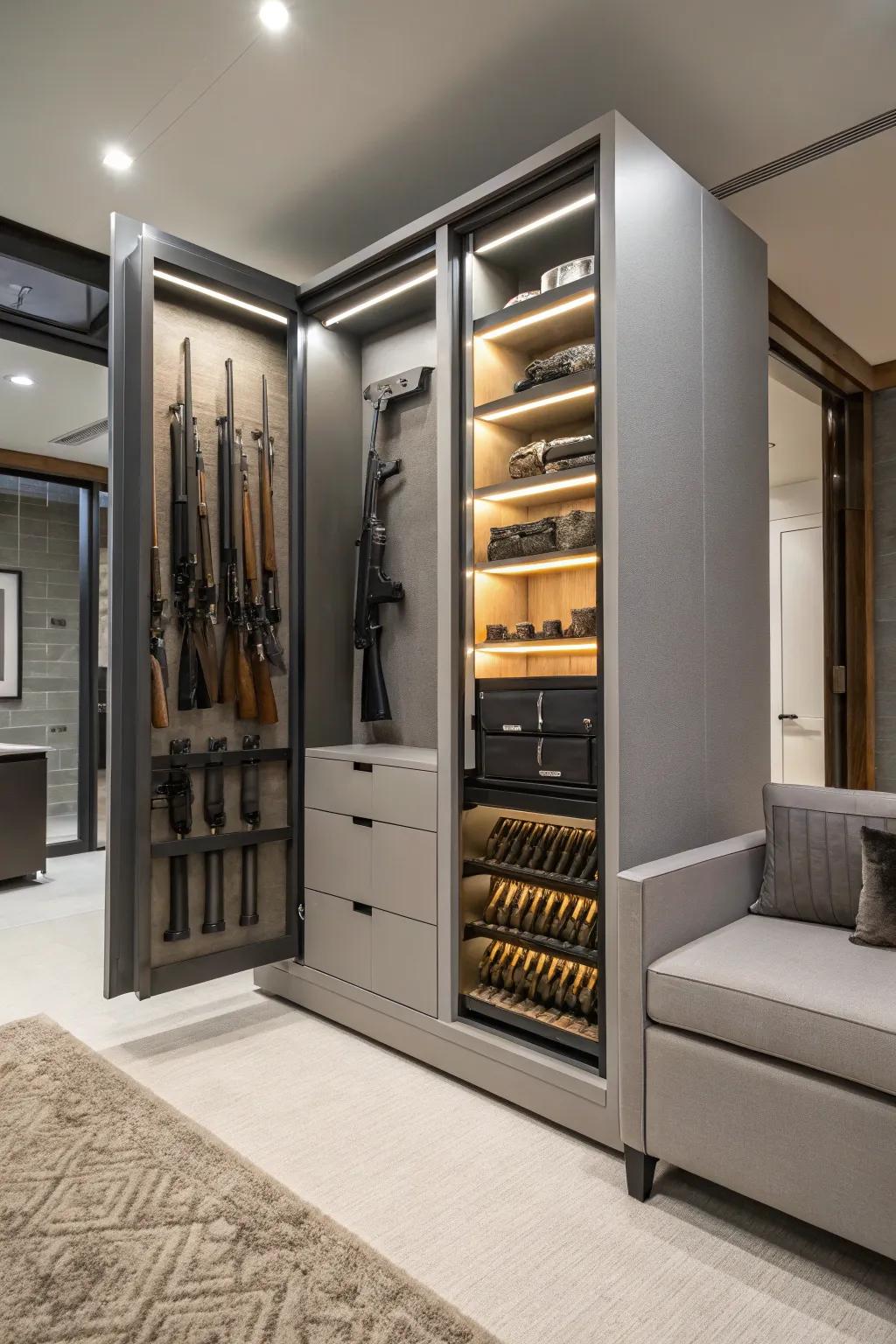 Hidden compartments add a touch of mystery to your armory.