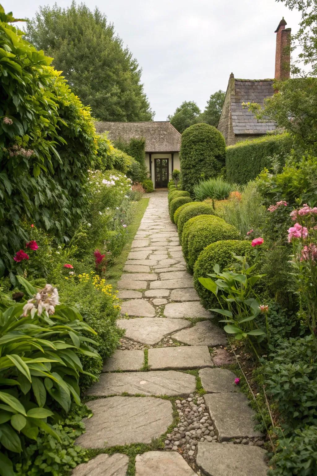 A welcoming stone pathway to the home.