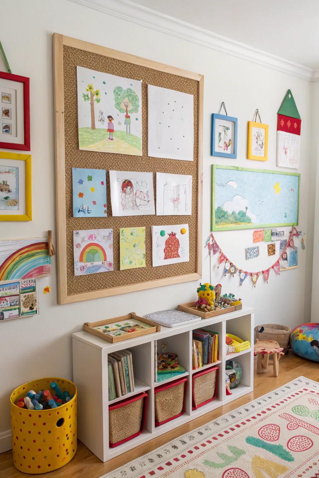 Encourage creativity by displaying kids' artwork proudly.