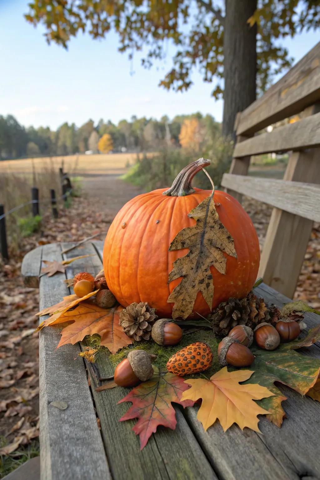 A nature-inspired pumpkin that embodies the essence of fall.