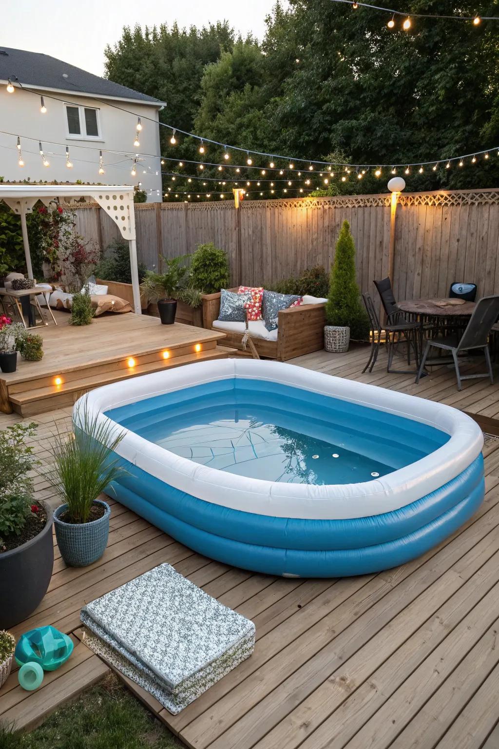 A stylish and elevated pool setup for a modern backyard.