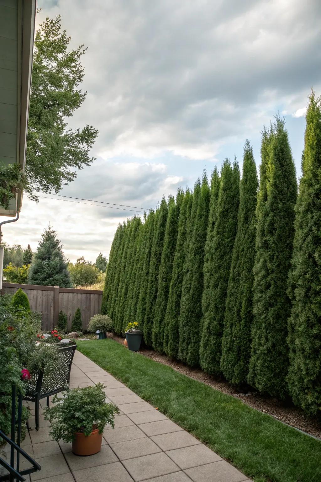 Junipers forming a natural privacy screen