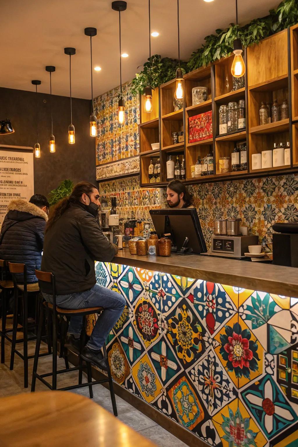 A unique backsplash can be the centerpiece of your coffee bar.