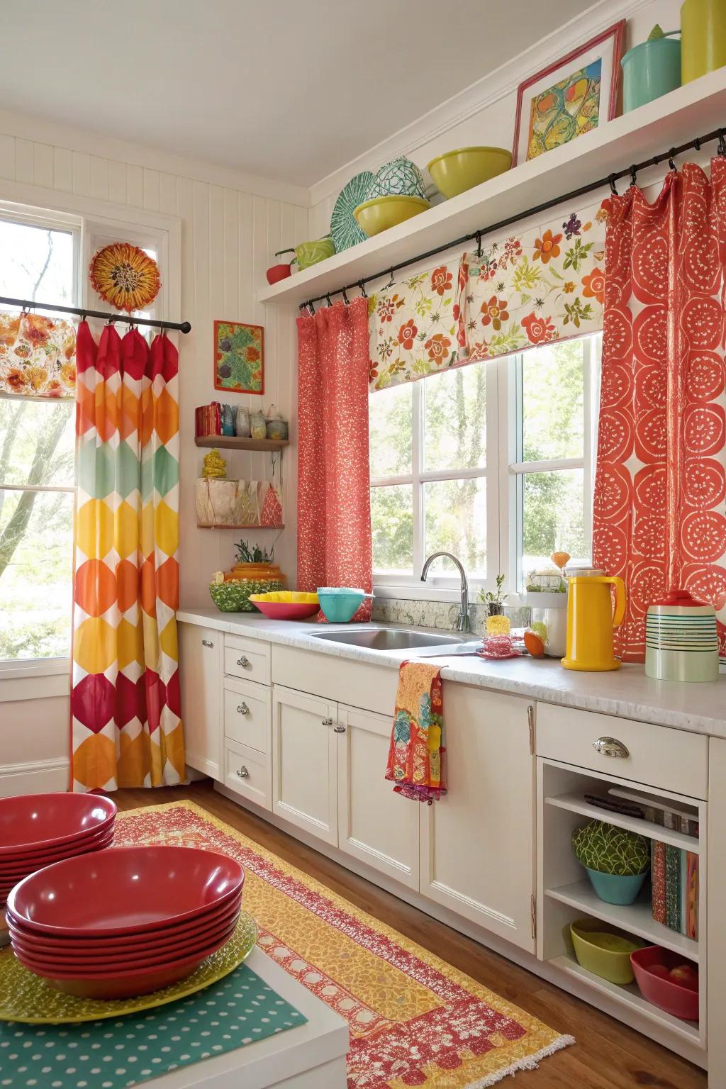 Bold colors make your kitchen window pop with personality.