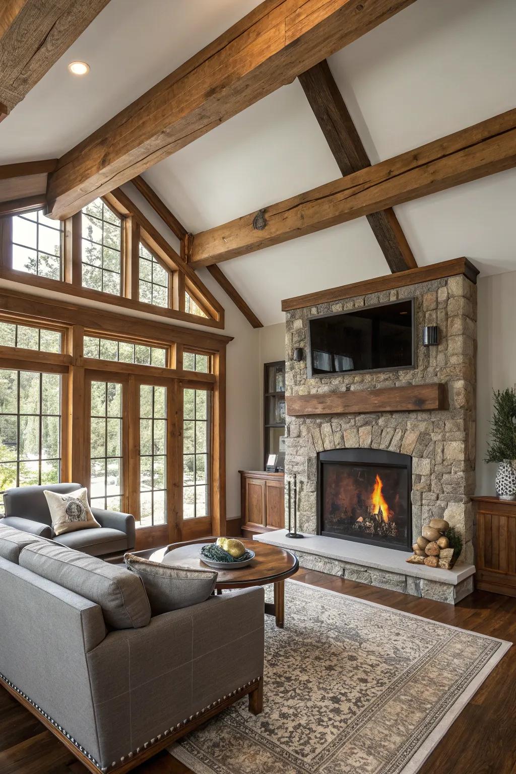 Crown molding as endpoints for exposed beams.