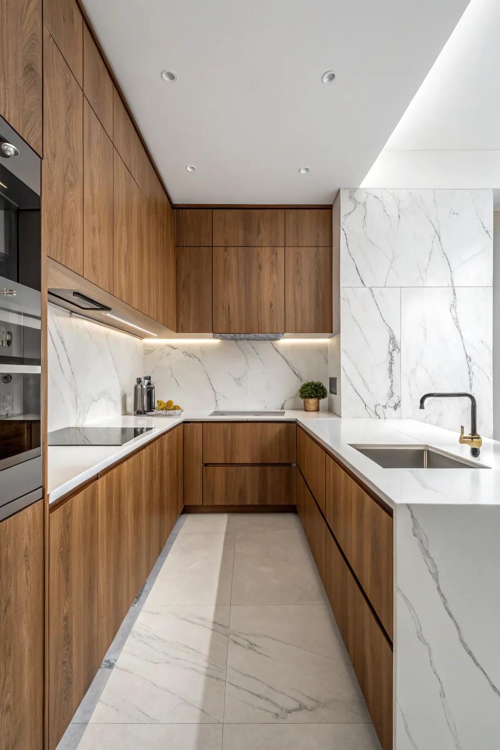 High-quality materials elevating the minimalist design in a kitchen.