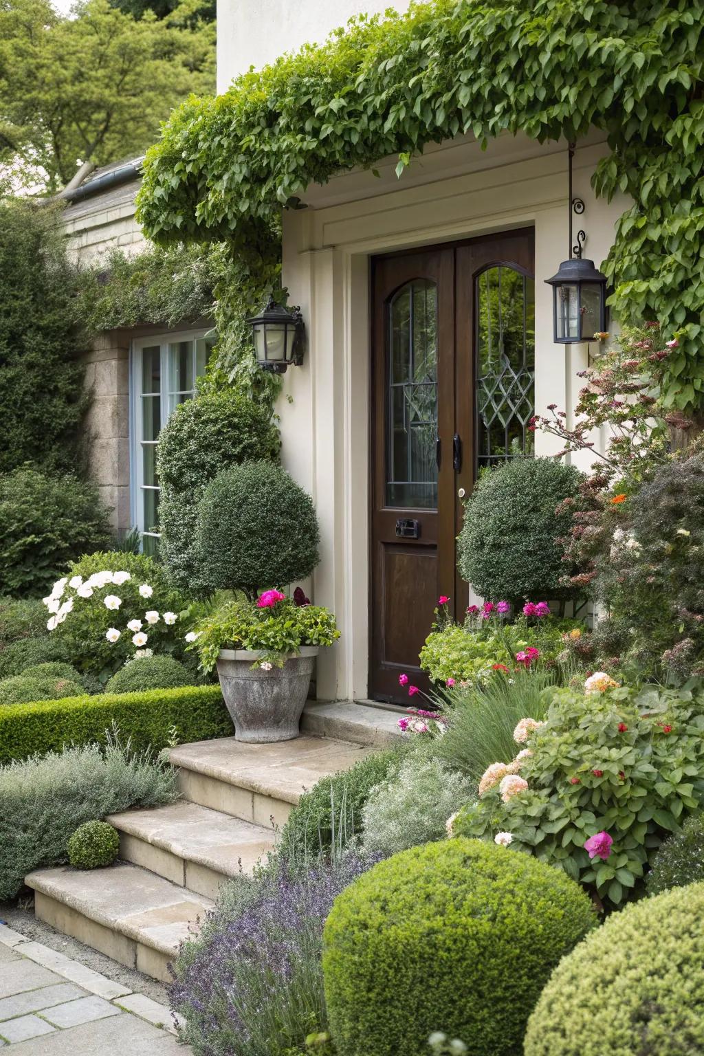 Greenery enhances the welcoming feel of your entryway.