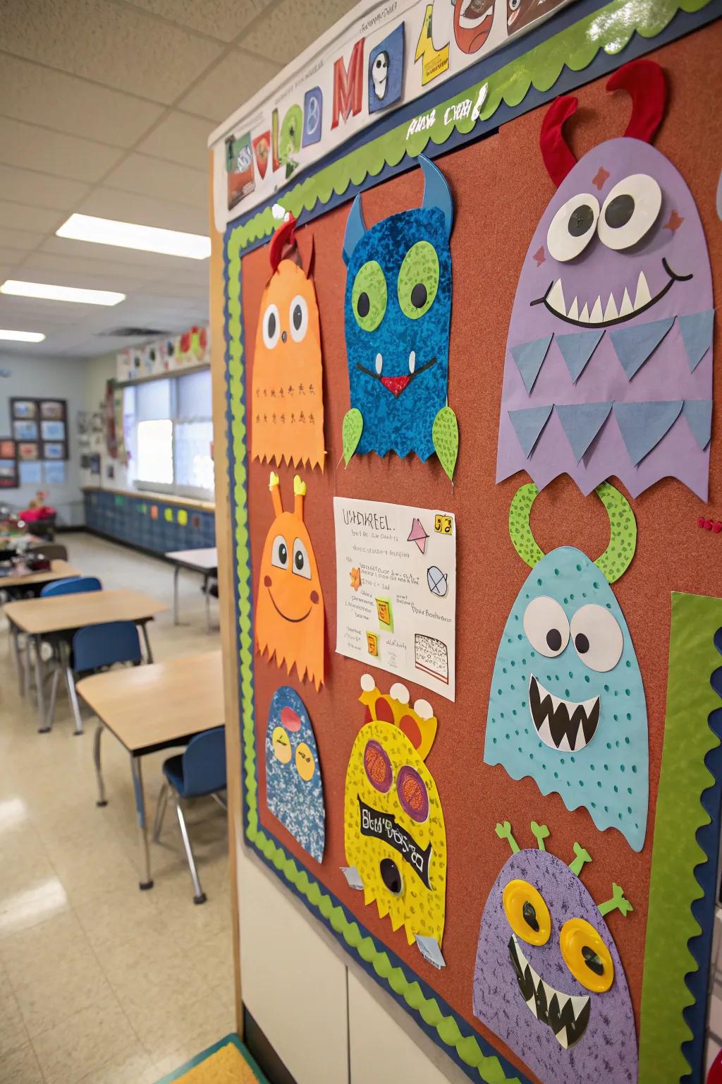 Personalized monster cut-outs that create a sense of belonging in the classroom.