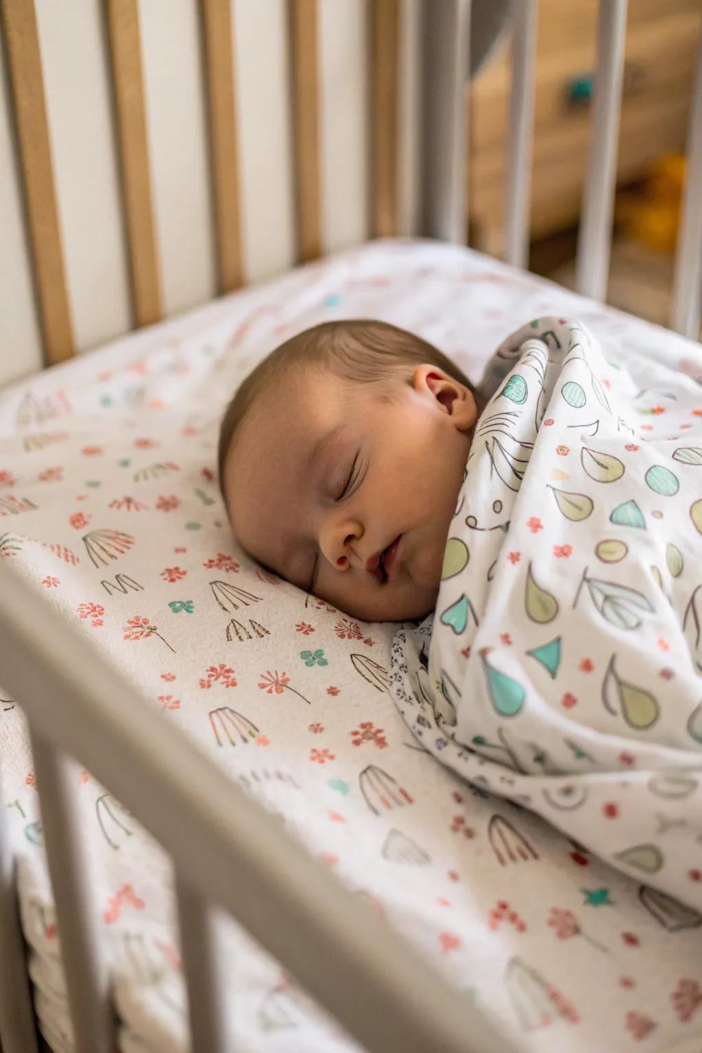 An intimate newborn photo captured in a cozy crib setting.