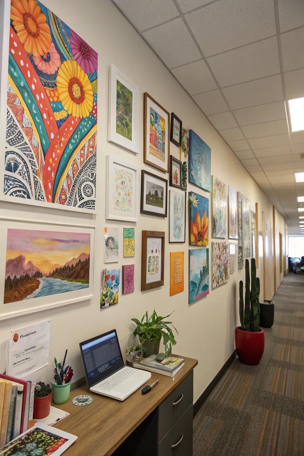 Vibrant artwork adding personality and creativity to the office.