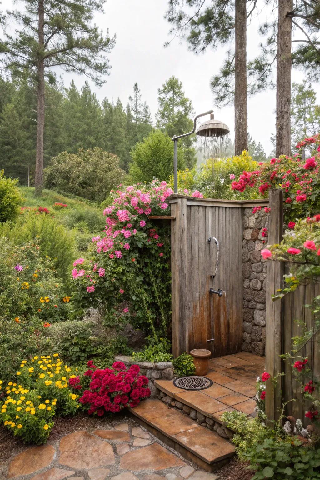 Immerse yourself in nature with a garden-integrated shower.