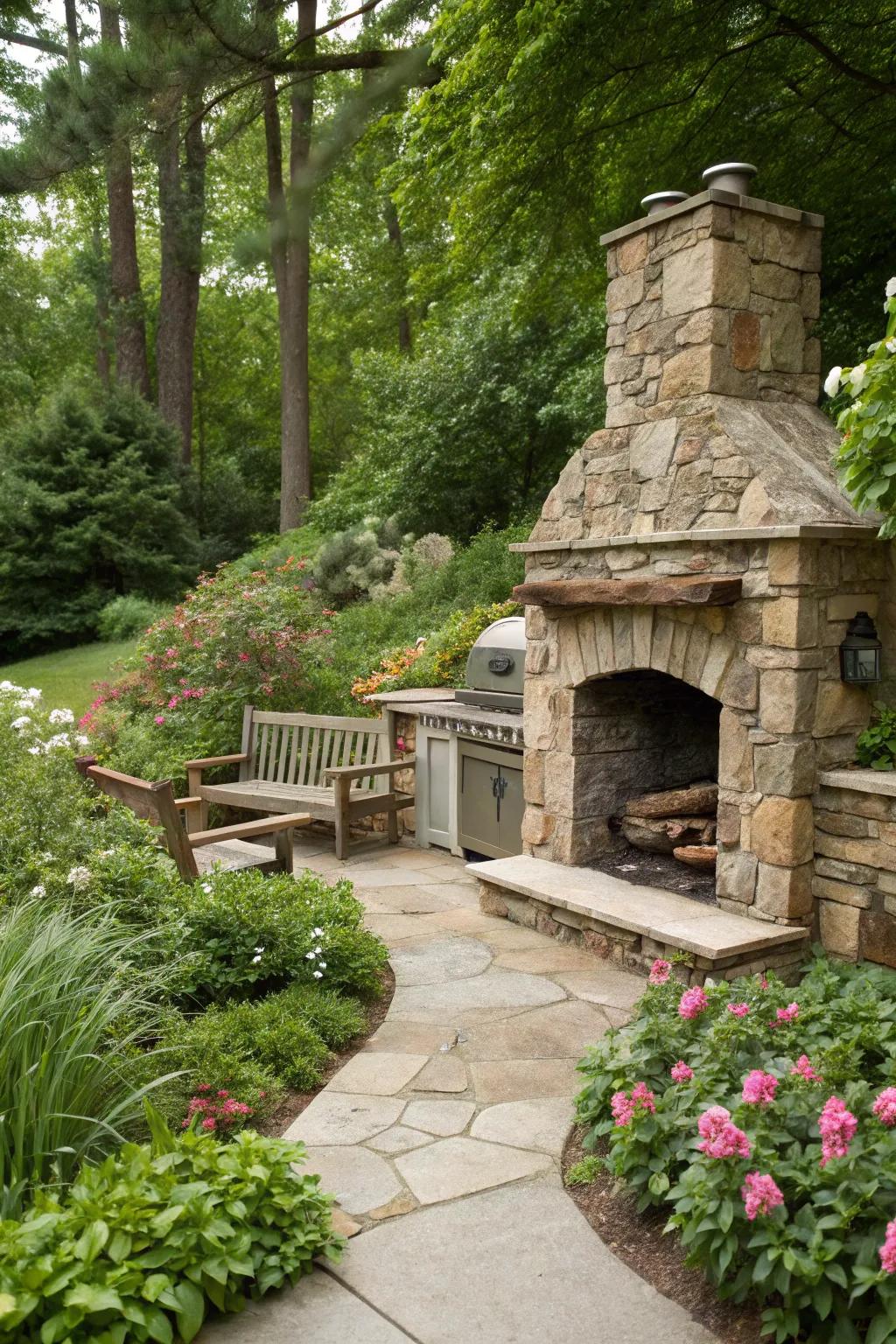 Merge your BBQ area with nature for a seamless outdoor experience.