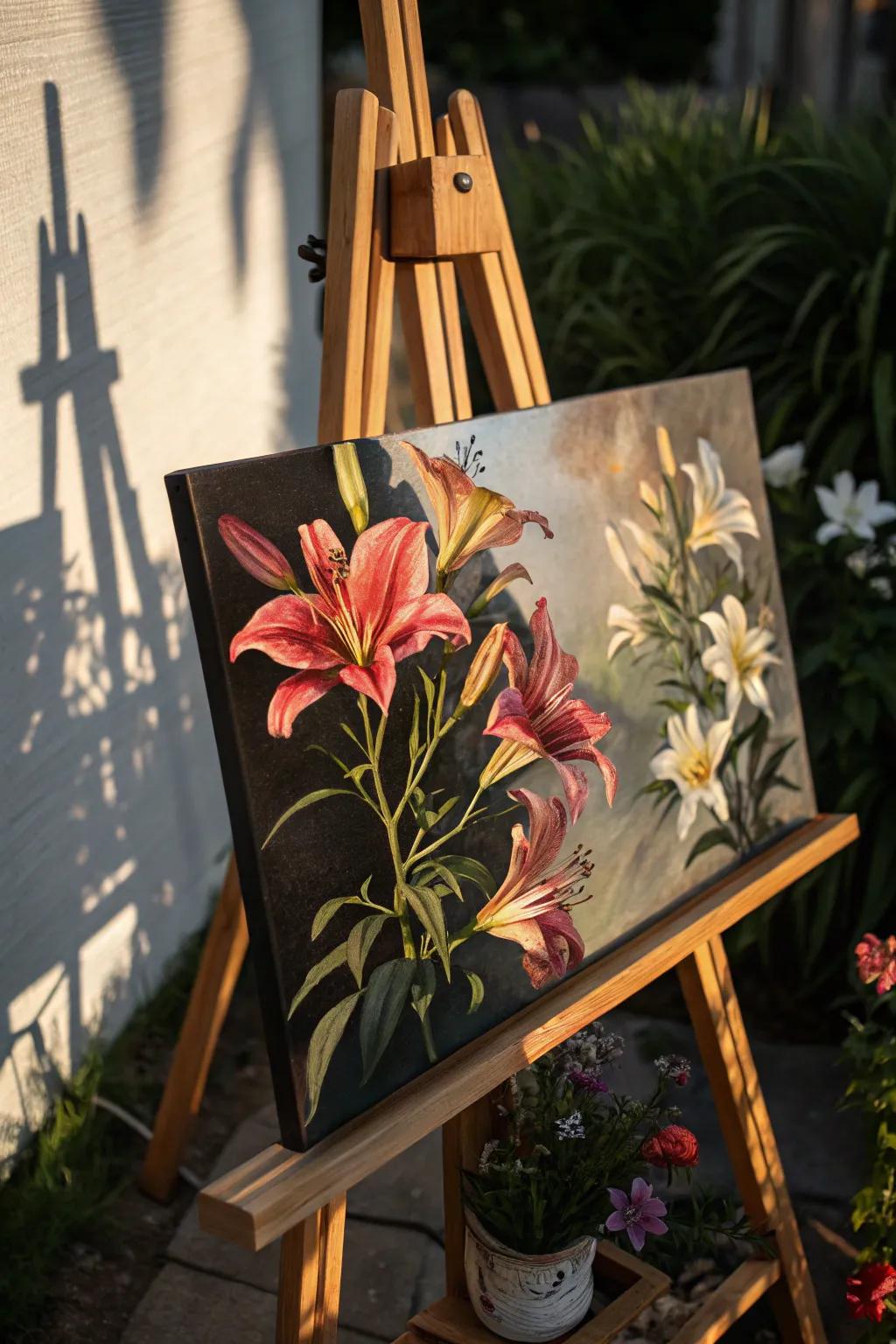 Dramatic lighting adds depth to your floral paintings.