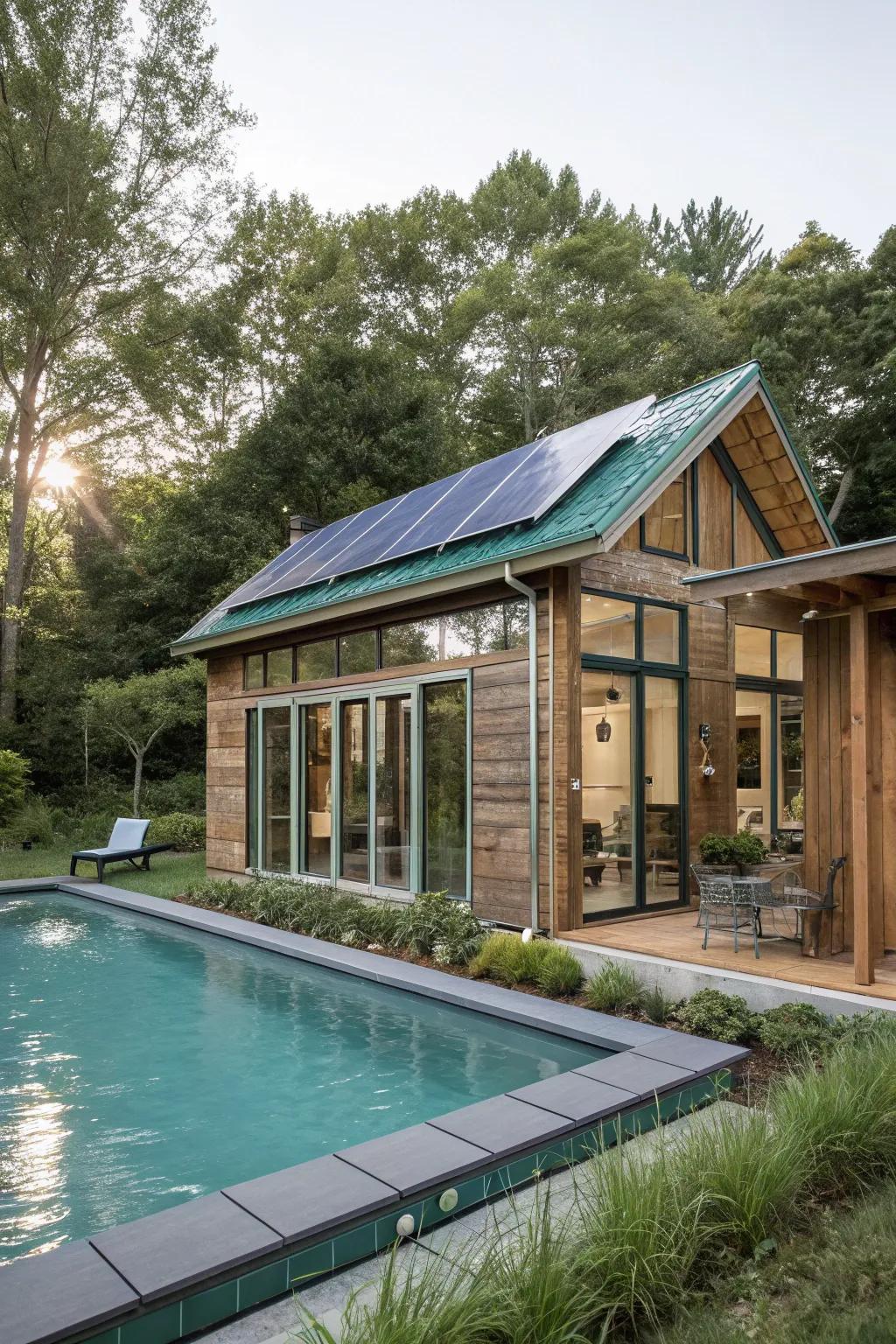 Go green with eco-friendly features in your pool house design