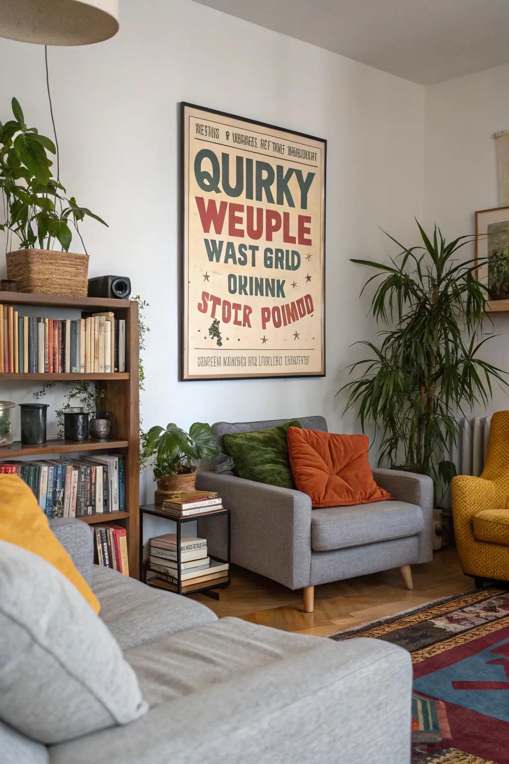 Quirky posters bring joy and laughter to any room.