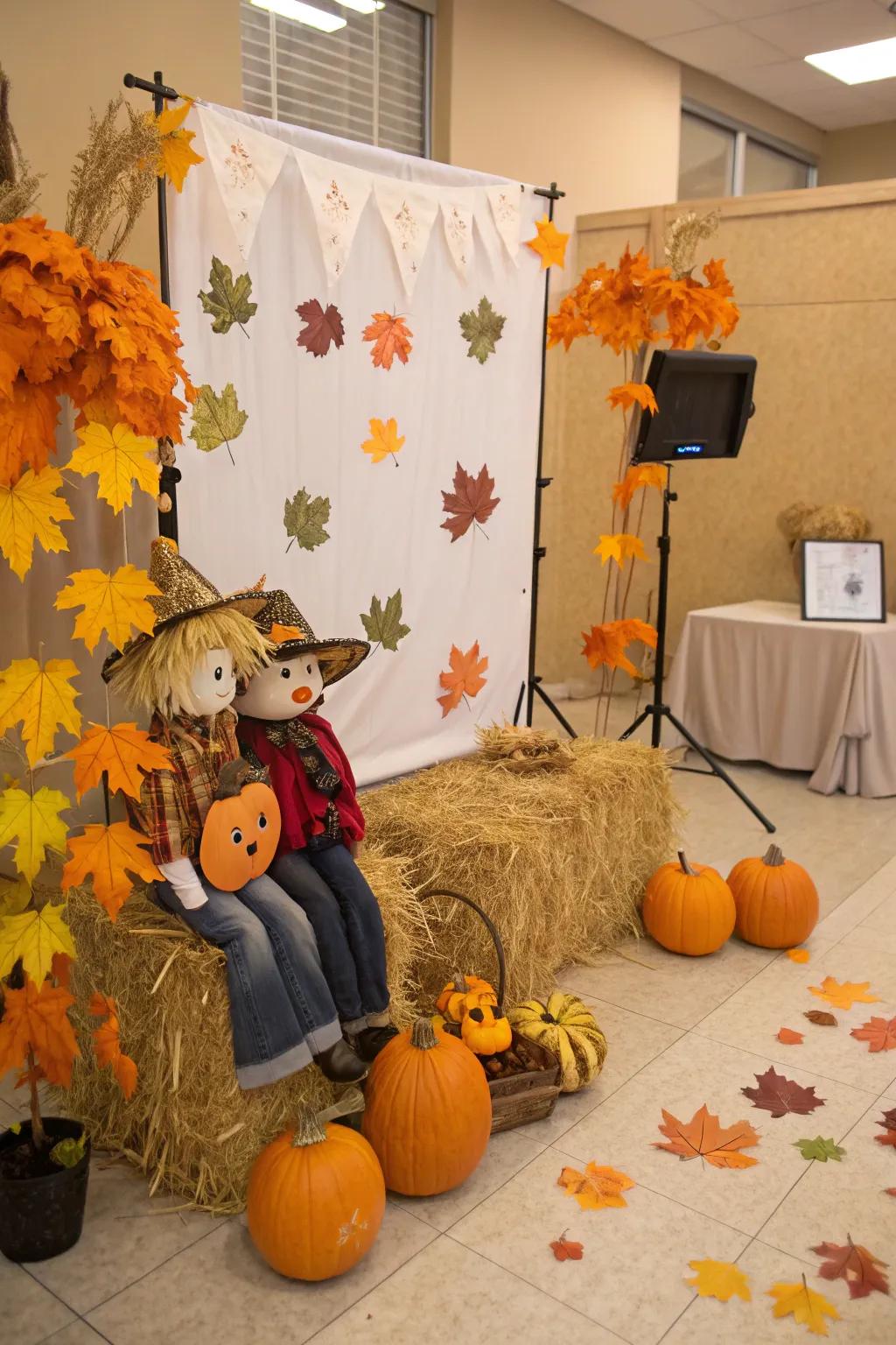 Capture fun moments with a fall-themed photo booth.