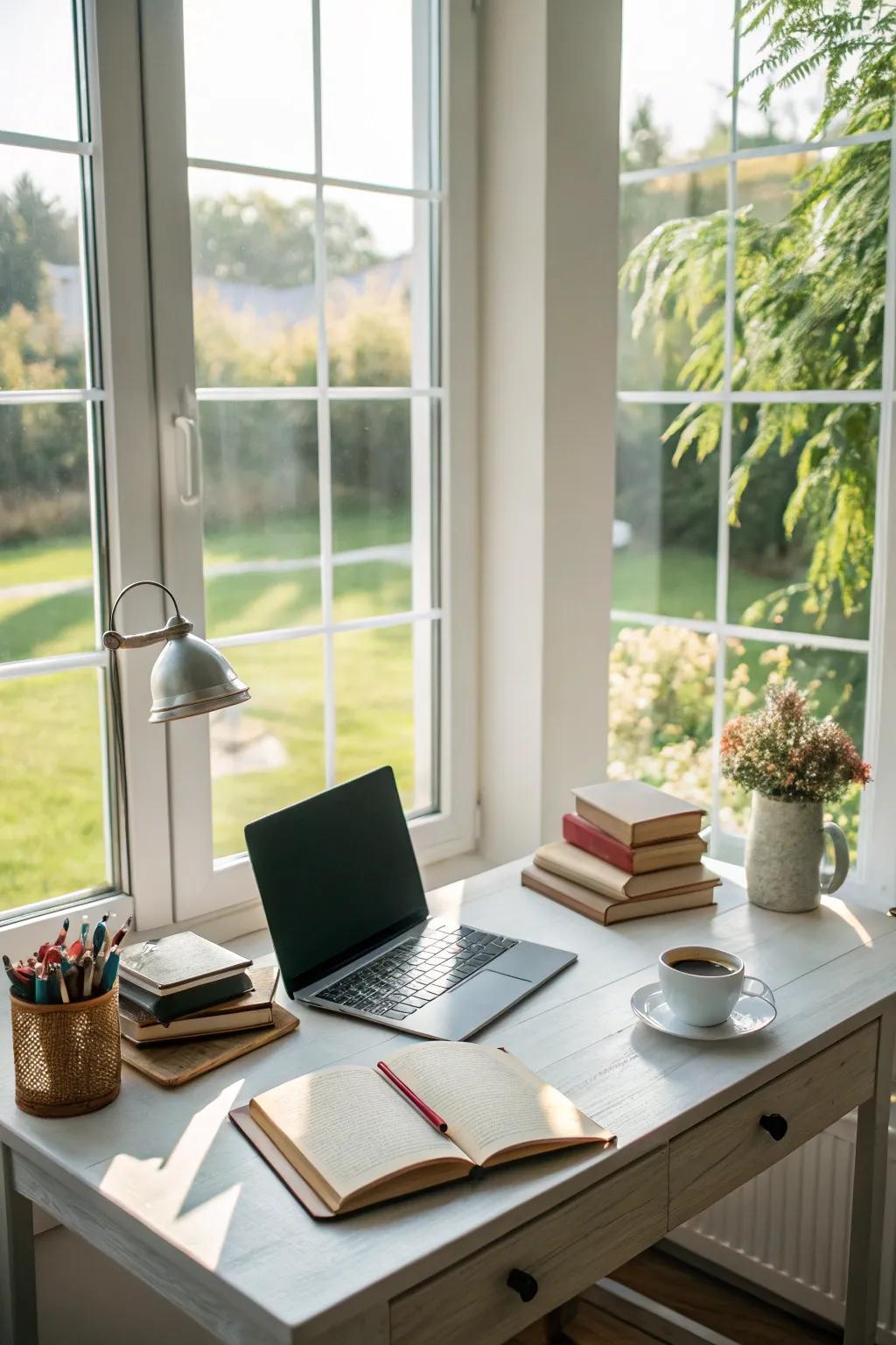 Boost your productivity with an open and airy office design.