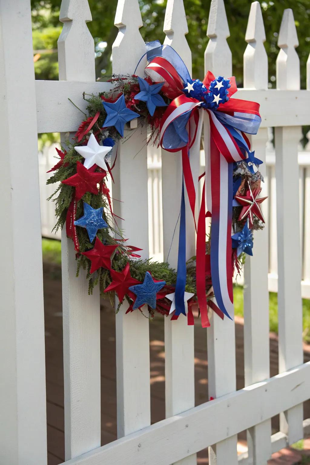 Celebrate with pride using this patriotic ribbon wreath.