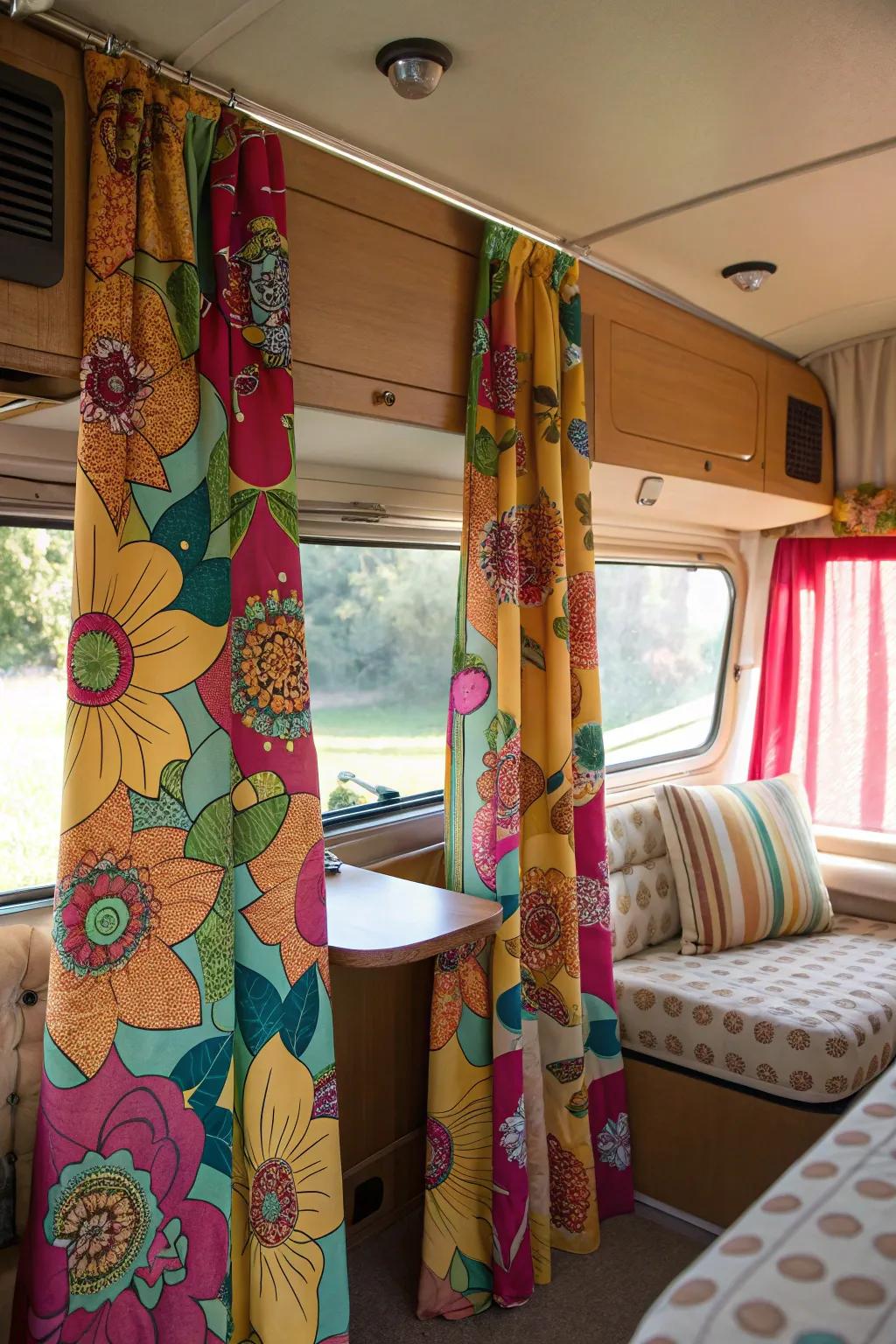 Express your style with bold patterned curtains.