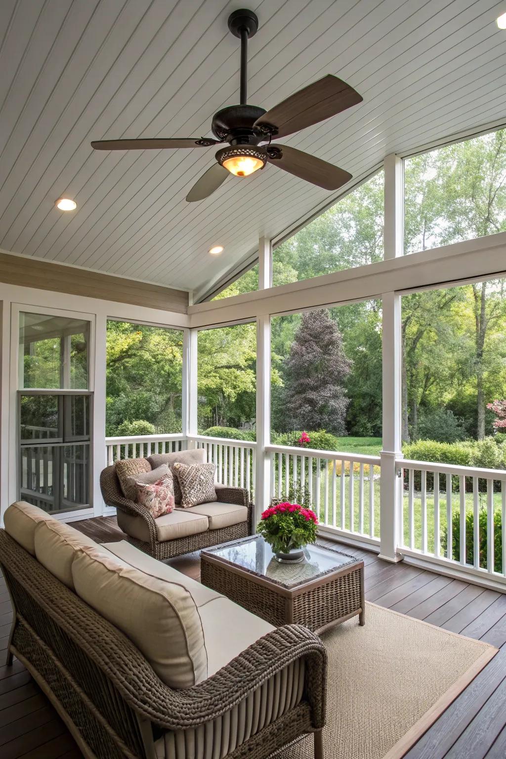 Ceiling fans offer comfort on hot days.