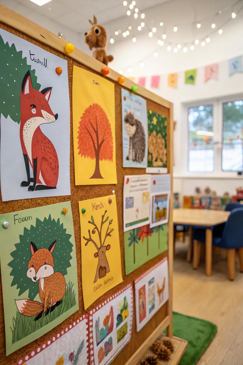 A magical woodland creatures bulletin board.