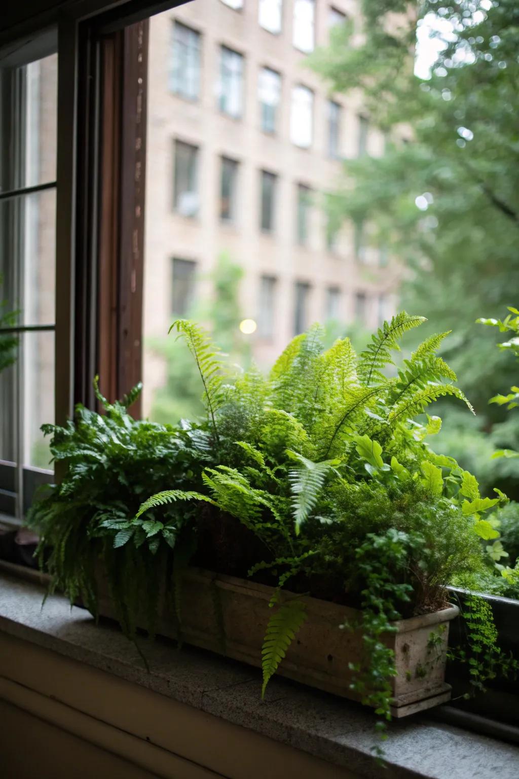 Ferns provide a classic greenery effect perfect for shaded spots.