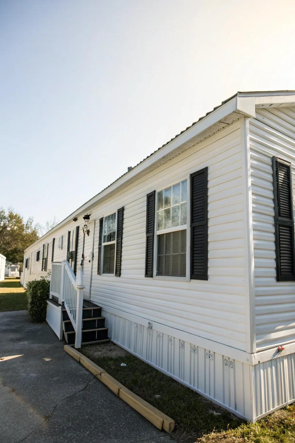 Classic whites create a timeless, elegant look for your mobile home.