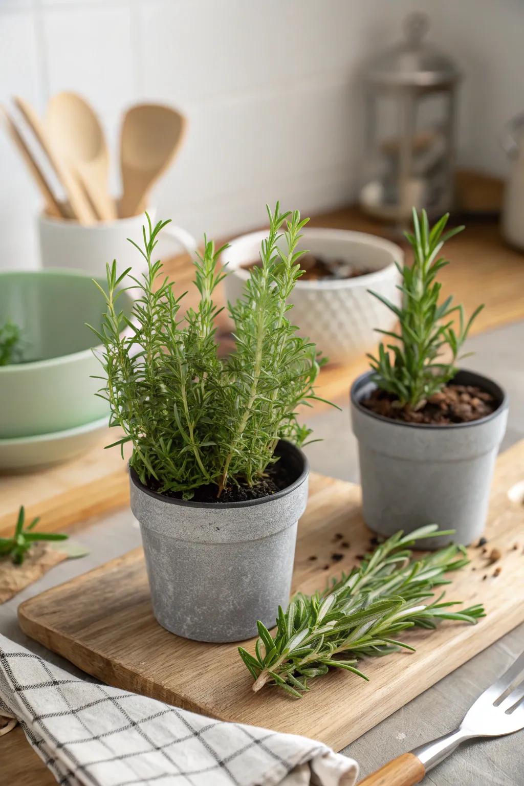 Fresh and fragrant, this herb garden centerpiece adds a culinary touch.