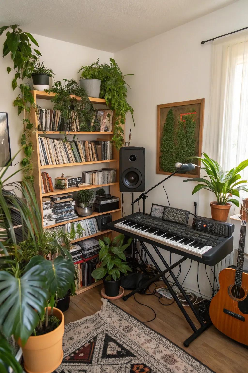 Plants enhance air quality and add a fresh, natural feel to the studio.