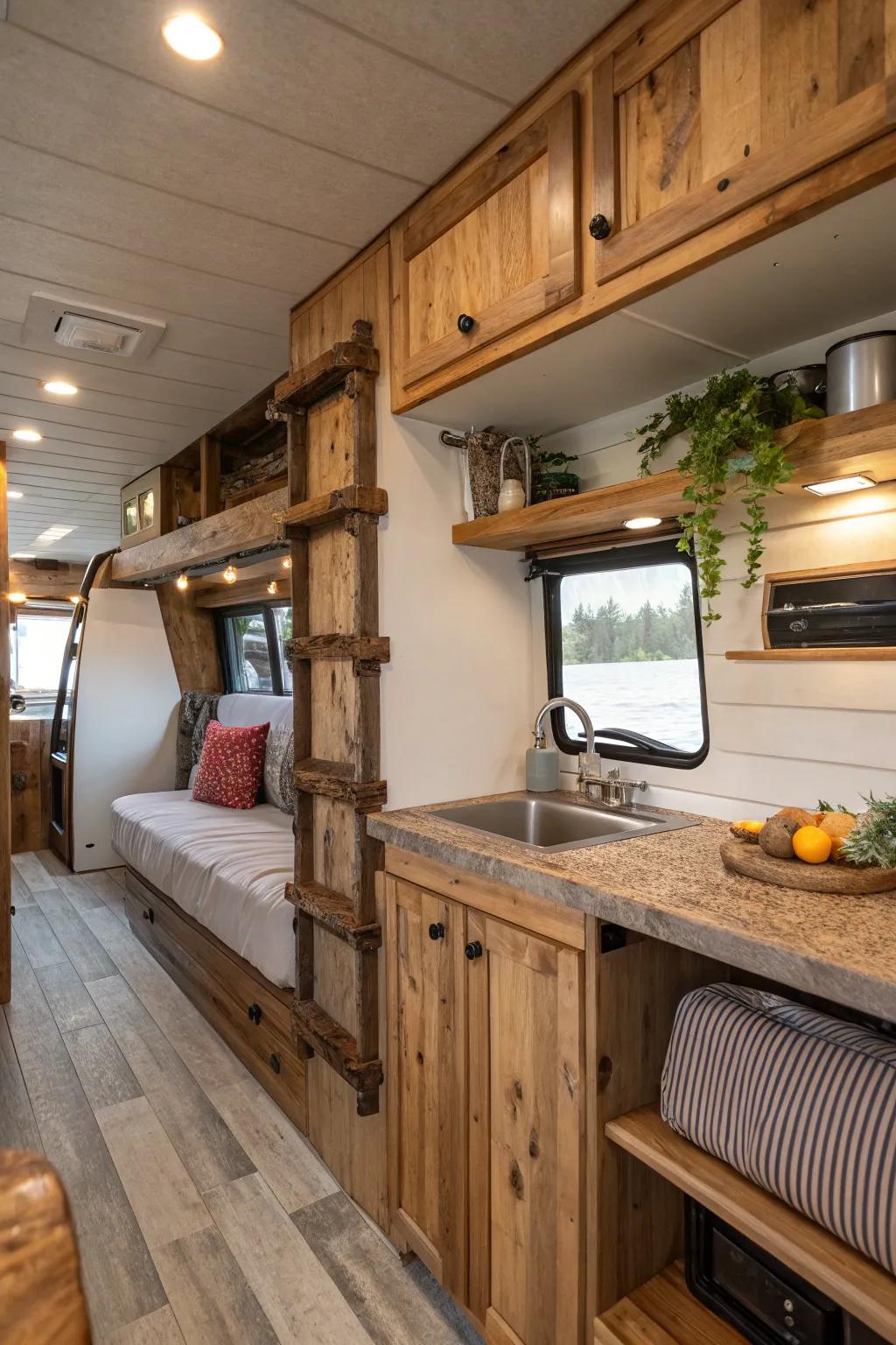 Natural elements like wood bring warmth and character to your RV.