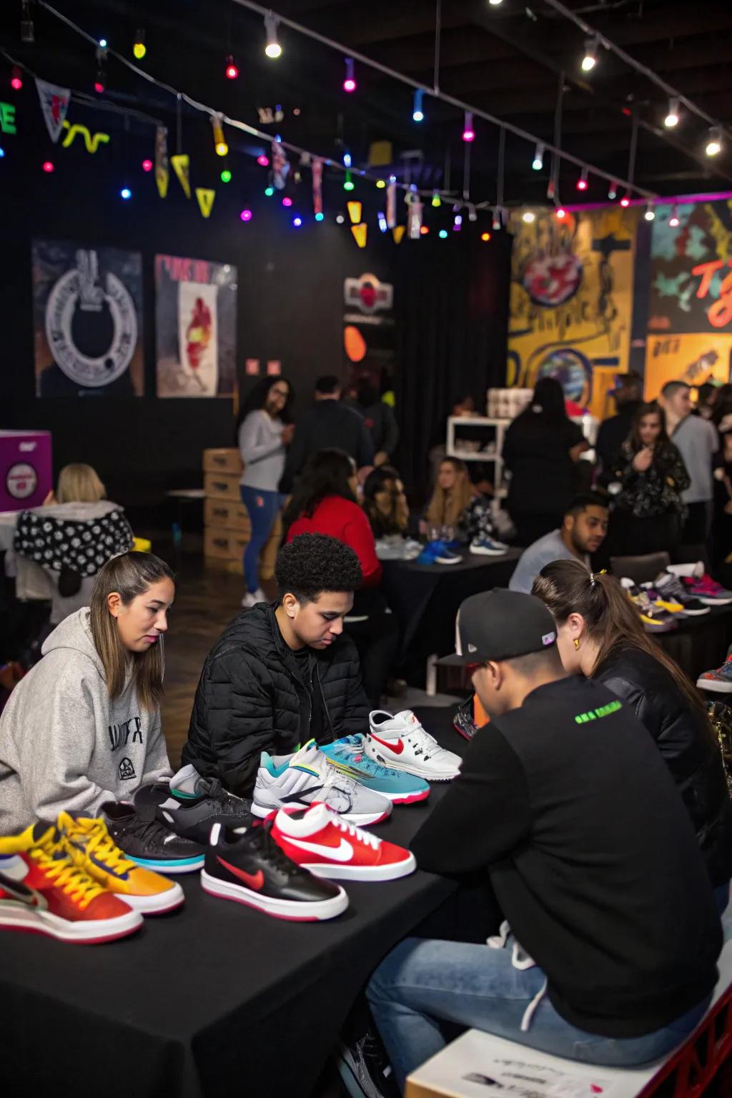 Guests enjoying a fun and interactive sneaker swap.