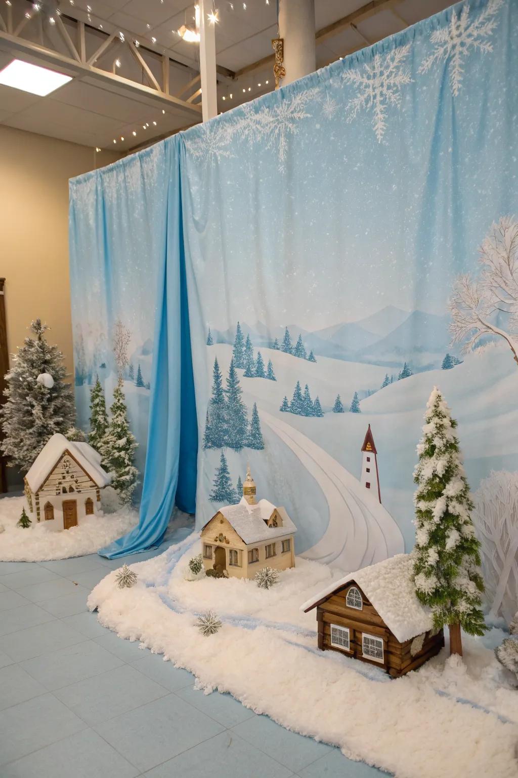 A backdrop sets the stage for your winter wonderland.