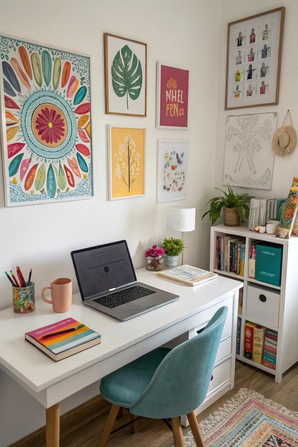 Wall art adds character and inspiration to your workspace.