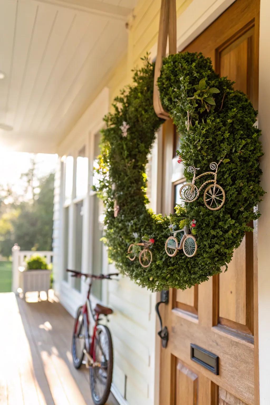 A playful wreath inspired by springtime bike rides.