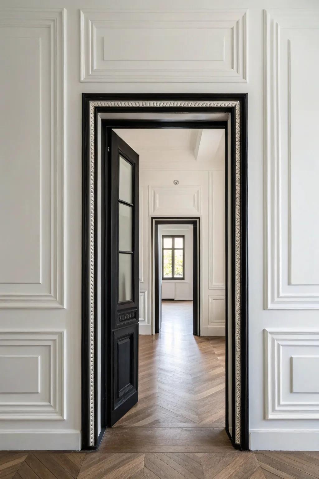 Bold black trim creating a dramatic focal point.