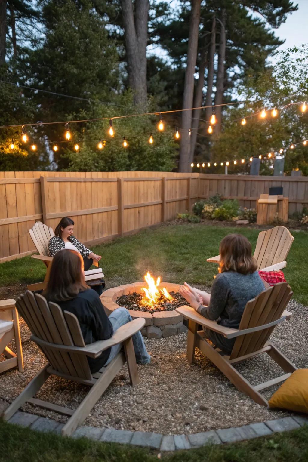 Create warm memories around a crackling fire pit.