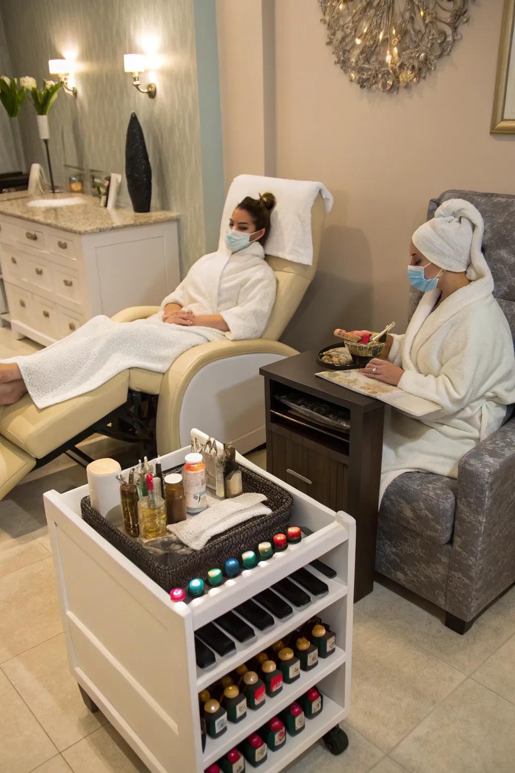 Indulge in a rejuvenating home spa experience for a Sweet 16 celebration.