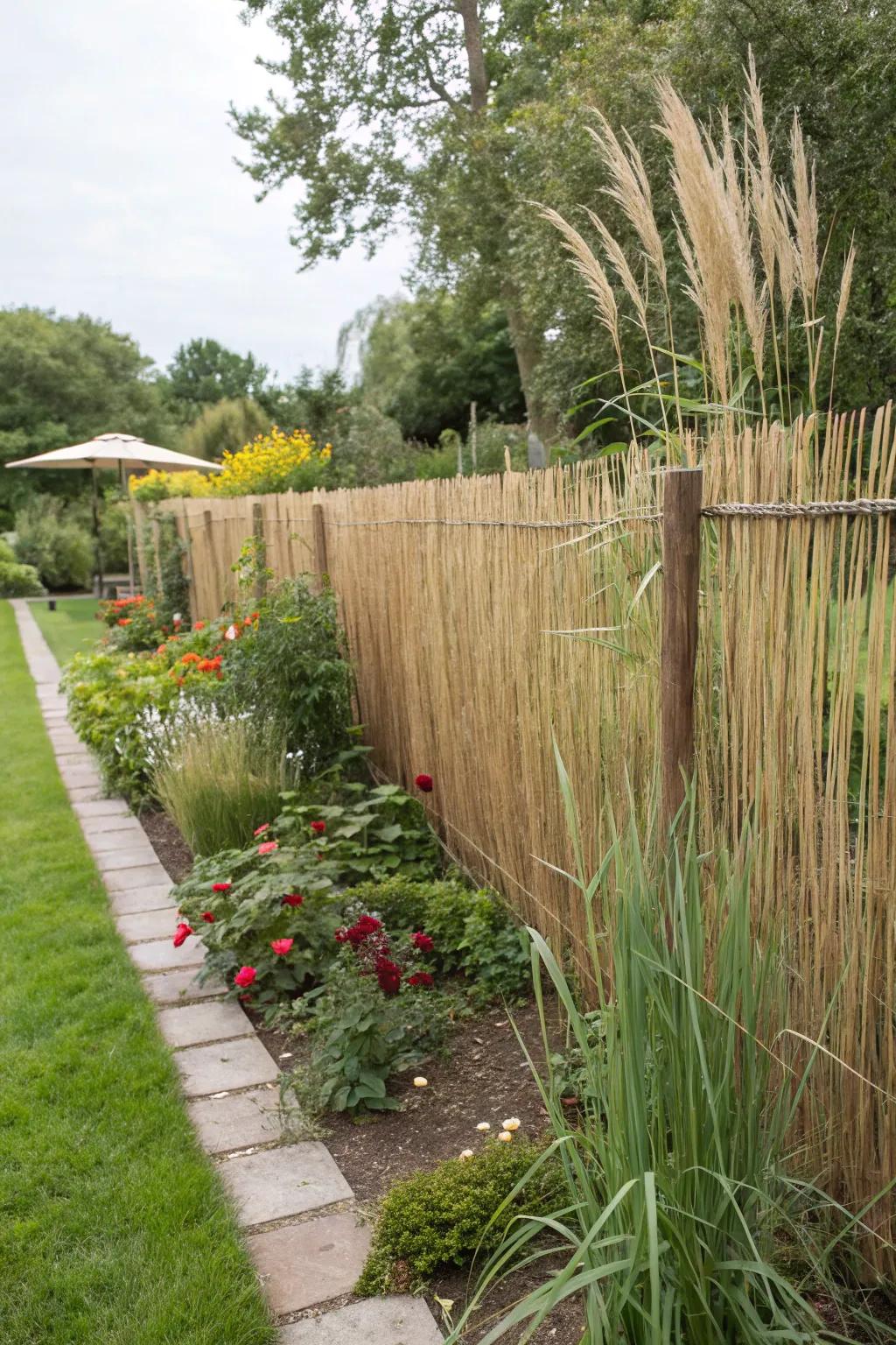 Reed panels offer quick and stylish privacy with an exotic feel.