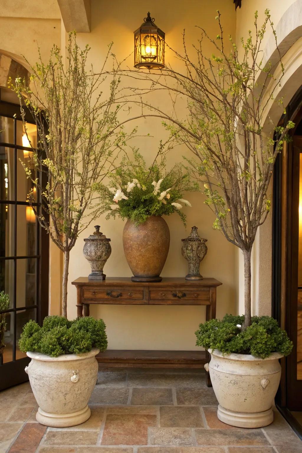 Greenery adds a fresh and natural element to your entryway.